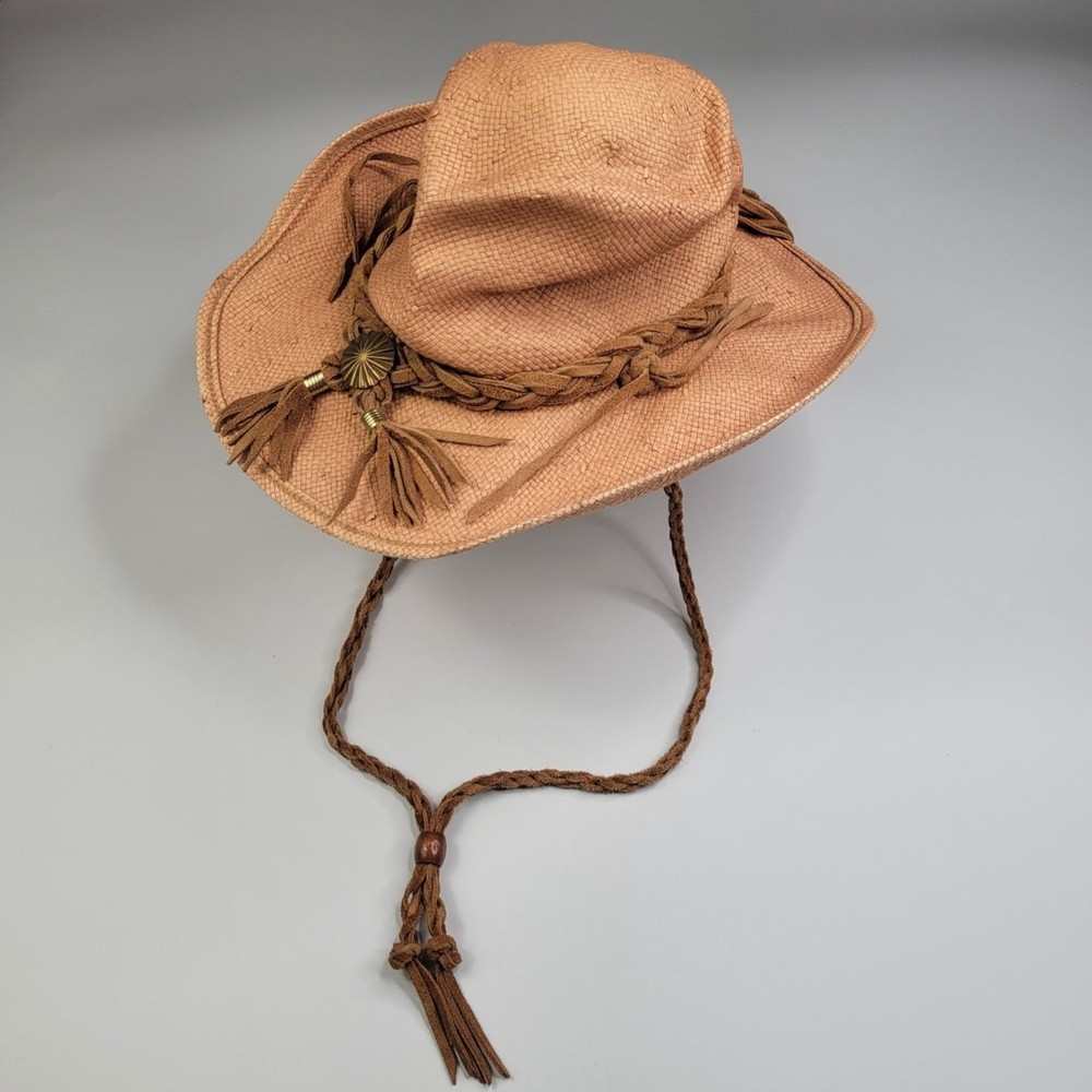 SHADY BRADY Authentic Straw Cowgirl/boy Hat with Chin/Stampede Strings (Size S)